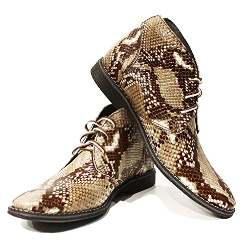 PeppeShoes Modello Abdone - 43 - Handgemachtes Italienisch Leder Herren Grau Stiefeletten Chukka Stiefel - Rindsleder Weiches Leder - Schnüren von PeppeShoes