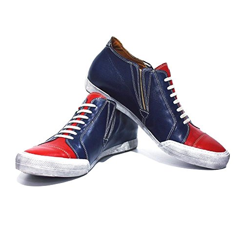 Modello Carpi - EU 44 - US 11 - UK 10-29 cm - Handgemachtes Italienisch Bunte Herrenschuhe Lederschuhe Herren Navy blau Mode Sneakers Lässige Schuhe - Rindsleder Weiches Leder - Schlüpfen von PeppeShoes