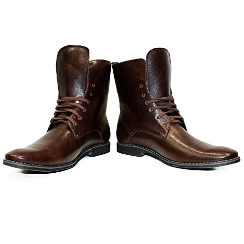 PeppeShoes Modello Hiti - EU 42 - US 9 - UK 8-27 cm - Handgemachtes Italienisch Bunte Herrenschuhe Lederschuhe Herren Braun Hohe Stiefel - Rindsleder Weiches Leder - Schnüren von PeppeShoes
