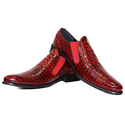 PeppeShoes Modello Mabber - EU 42 - US 9 - UK 8-27 cm - Handgemachtes Italienisch Bunte Herrenschuhe Lederschuhe Herren Rot Mokassins Müßiggänger und Slip-Ons - Rindsleder Lackleder - Schlüpfen von PeppeShoes