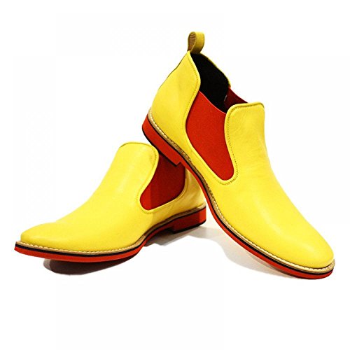 PeppeShoes Modello Remo - 41 - Handgemachtes Italienisch Leder Herren Gelb Stiefeletten Chelsea Stiefel - Rindsleder Weiches Leder - Schlüpfen von PeppeShoes