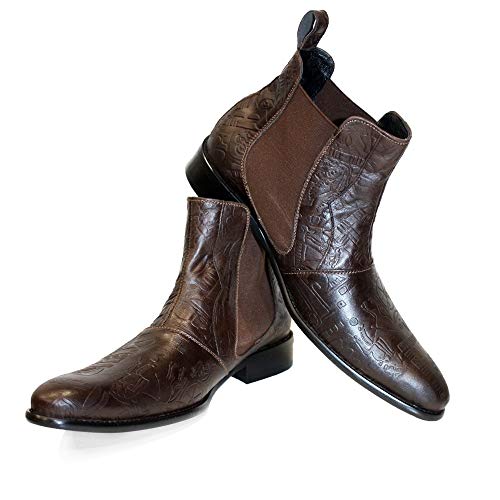 PeppeShoes Modello Sevenerro - EU 45 - US 12 - UK 11-30 cm - Handgemachtes Italienisch Bunte Herrenschuhe Lederschuhe Herren Braun Stiefeletten Chelsea Stiefel - Rindsleder Weiches Leder - Schlüpfen von PeppeShoes