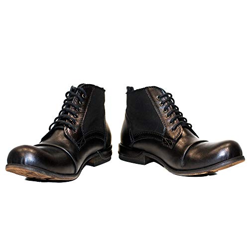 PeppeShoes Modello Vieste - EU 45 - US 12 - UK 11-30 cm - Handgemachtes Italienisch Bunte Herrenschuhe Lederschuhe Herren Schwarz Stiefel Stiefeletten - Rindsleder Handgemalte Leder - Schnüren von PeppeShoes