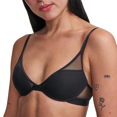 Pepper Mesh All You BH | Bügel-BH, leicht gefütterte Cups, wandelbare Kreuzträger, körpernahe Passform | Mesh-BH für Damen, Schwarz, 75AA von Pepper