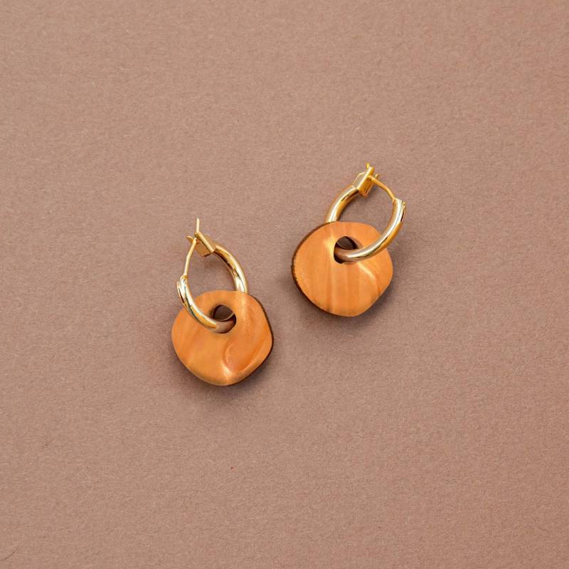 Organic Circle Bunte Charm Gold Creolen Ohrringe Knallorange Organic Circle Bunte Charm Gold Creolen Ohrringe Knallorange von PepperYouStudio