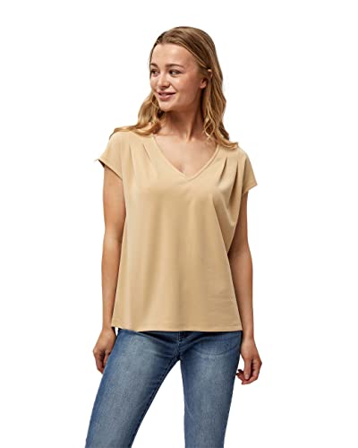 Peppercorn Lana V-Ausschnitt Cap Ärmel T-Shirt | Tshirt Damen In Beige | Frühling Bluse Damen | Größe M von Peppercorn