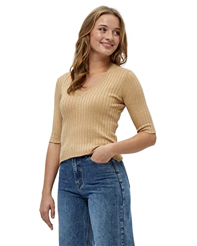 Peppercorn Tana V-Ausschnitt Halb Ärmel Rib Pullover | Pullover Damen In Braun | Frühling Pulli Damen | Größe S von Peppercorn