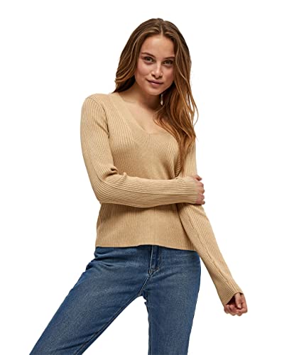 Peppercorn Tana V-Ausschnitt Lange Ärmel Rib Pullover | Pullover Damen In Braun | Frühling Pulli Damen | Größe L von Peppercorn