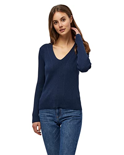 Peppercorn Tana V-Ausschnitt Lange Ärmel Rib Pullover | Pullover Damen In Blau | Frühling Pulli Damen | Größe M von Peppercorn