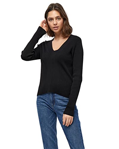 Peppercorn Tana V-Ausschnitt Lange Ärmel Rib Pullover | Pullover Damen In Schwarz | Frühling Pulli Damen | Größe Xs von Peppercorn