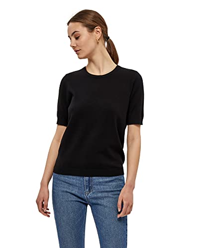 Peppercorn Tana Runden Hals Kurz Ärmel Strickpullover | Pullover Damen In Schwarz | Frühling Pulli Damen | Größe S von Peppercorn