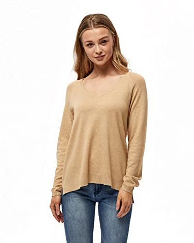 Peppercorn Tana Damen Pullover Lange Ärmel Größe S | Pullover Beige Damen | V-Neck Strickpullover | Pullover Damen Elegant | Frühling V-Ausschnitt-Pulli | Damenpullover Langarm von Peppercorn