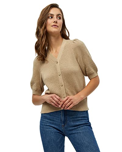 Peppercorn Damen Destina Puff Halb Ärmel Stricken Beige | Herbst Cardigan Größe M Strickjacke, 0155 Dark Sand, M von Peppercorn