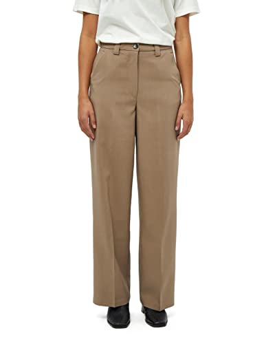 Peppercorn Damen Ginette High Waisted Breit Bein Braun | Herbst Größe 44 Hose, 5600 Tobacco Brown von Peppercorn