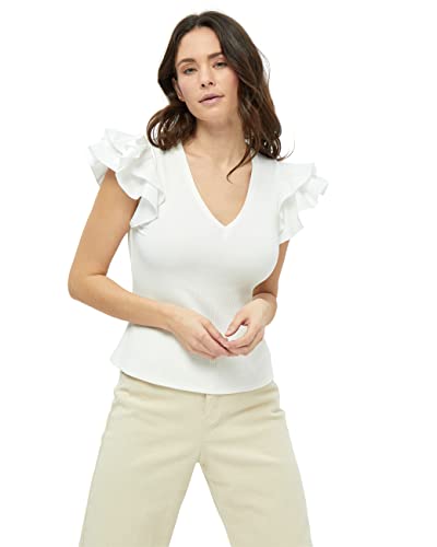 Peppercorn Damen Nellie T-Shirt mit V-Ausschnitt, 0001 White, XS von Peppercorn