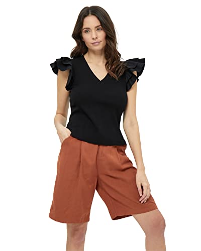 Peppercorn Damen Nellie T-Shirt mit V-Ausschnitt, 9000 Black, M von Peppercorn