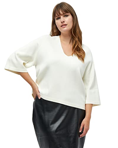 Peppercorn Rosalia V-Neck Halb Ärmel Strickpullover Kurve | Pullover Damen In White | Frühling Pulli Damen | Größe 46 von Peppercorn