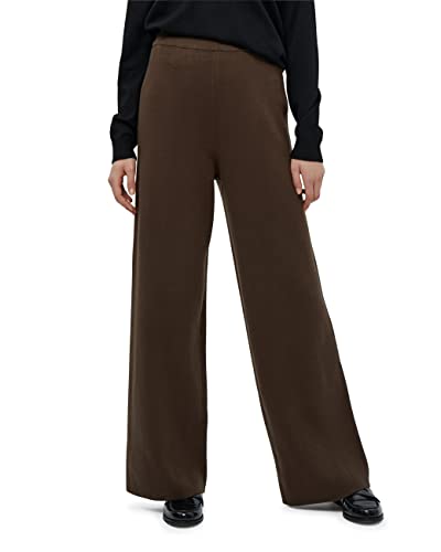 Peppercorn Damen Rosalia High Waisted Breit Bein Stricken Braun | Herbst Größe M Hose, 5661 Slate Brown, M von Peppercorn