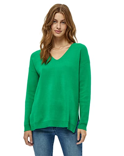 Peppercorn Damen Rosalia V-Ausschnitt Ärmel Strickpullover Grün | Herbst Pulli Größe M Langer Pullover, 3205 Bright Green, M von Peppercorn