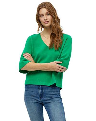 Peppercorn Damen Rosalia V-Ausschnitt Halb Ärmel Strickpullover Grün | Herbst Pulli Größe M Pullover mit 3-4 Ärmeln, 3205 Bright Green, M von Peppercorn