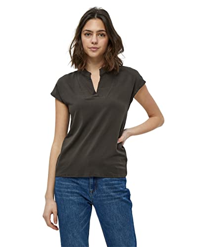 Peppercorn Damen Rosalinda V-Ausschnitt Ärmel Tshirt Grün | Herbst Bluse Größe S T-Shirt, 3655 Beluga Green, S von Peppercorn