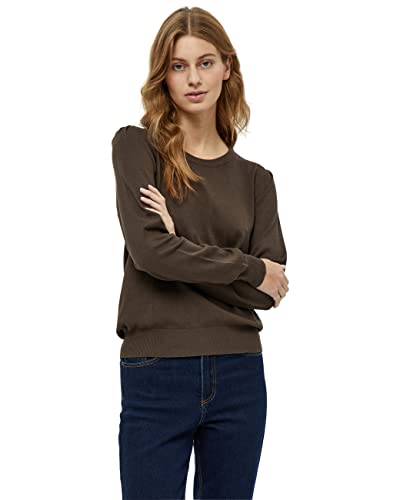 Peppercorn Damen Tana Runden Hals Lange Ärmel Strickpullover | Pullover Braun | Herbst Pulli Größe S Puff-Langarm, 5661 Slate Brown, S von Peppercorn