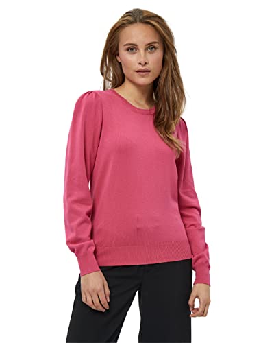 Peppercorn Damen Tana Runden Hals Lange Ärmel Strickpullover | Pullover Herbst Pulli Größe XL Puff-Langarm, 4004 Carmine Pink von Peppercorn