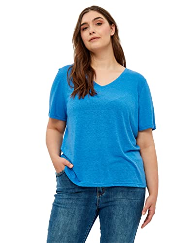 Peppercorn Marina V-Ausschnitt T-Shirt Kurve | Tshirt Damen In Blau | Frühling Bluse Damen | Größe 50 von Peppercorn