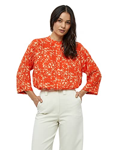 Peppercorn Millie 3/4 Ärmel Shirt | Shirt Damen In Orange | Frühling Bluse Damen Elegant | Größe S von Peppercorn