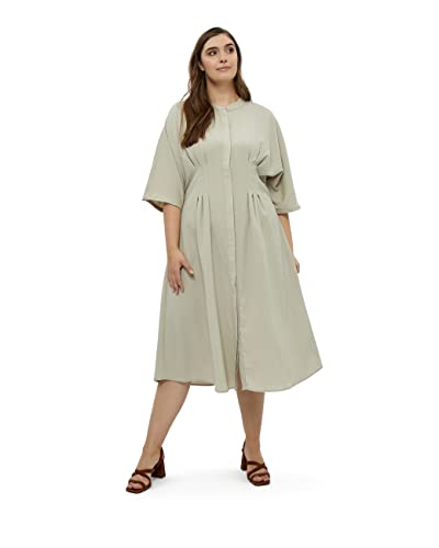 Peppercorn Mimmi Midi Kleid Kurve | Kleid Damen In Beige | Frühling Kleid Damen Elegant | Größe 56 von Peppercorn