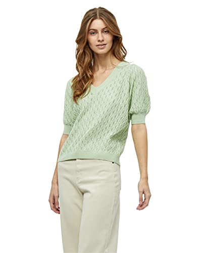 Peppercorn Rosalia V-Ausschnitt Halb Ärmel Stricken T-Shirt | Tshirt Damen In Grün | Frühling Bluse Damen | Größe Xl von Peppercorn