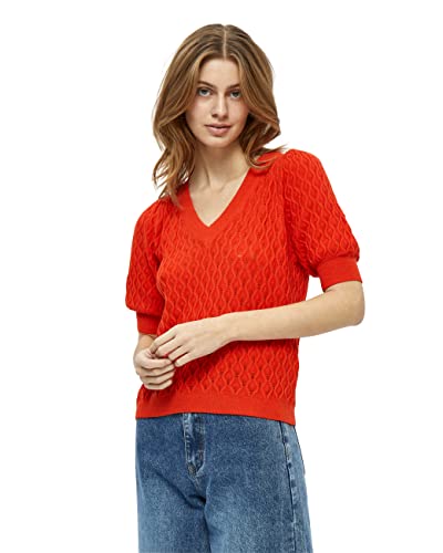 Peppercorn Rosalia V-Ausschnitt Halb Ärmel Stricken T-Shirt | Tshirt Damen In Orange | Frühling Bluse Damen | Größe Xl von Peppercorn