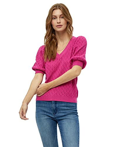 Peppercorn Rosalia V-Ausschnitt Halb Ärmel Stricken T-Shirt | Tshirt Damen In Pink | Frühling Bluse Damen | Größe L von Peppercorn