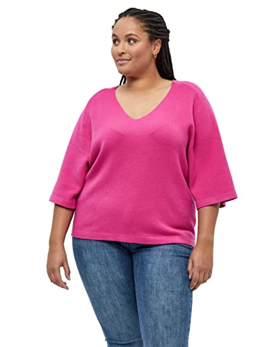 Peppercorn Rosalia V-Neck Halb Ärmel Strickpullover Kurve | Pullover Damen In Pink | Frühling Pulli Damen | Größe 44 von Peppercorn