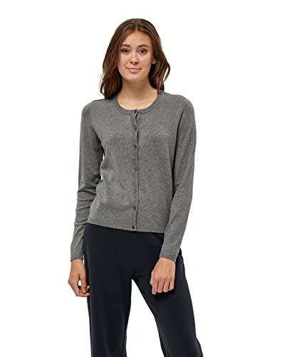 Peppercorn Tana Runden Hals Lange Ärmel Strickjacke | Strickjacke Damen In Grau | Frühling Cardigan Damen | Größe M von Peppercorn