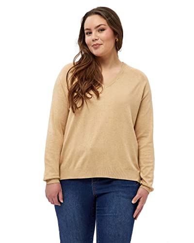 Peppercorn Tana V-Ausschnitt Strickpullover Kurve | Pullover Damen In Braun | Frühling Pulli Damen | Größe 56 von Peppercorn