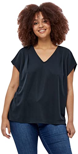 Peppercorn Lana V-Ausschnitt Cap Ärmel T-Shirt Kurve | Tshirt Damen In Schwarz | Frühling Bluse Damen | Größe 44 von Peppercorn