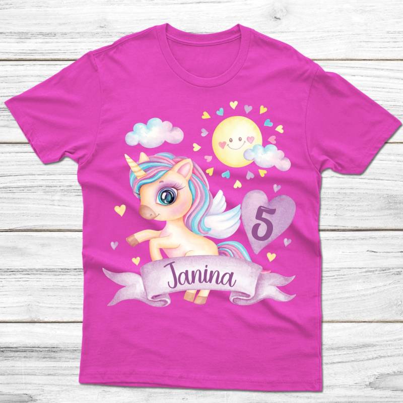 Geburtstagsshirt Personalisiert - Einhorn Rainbow von Peppylinchen