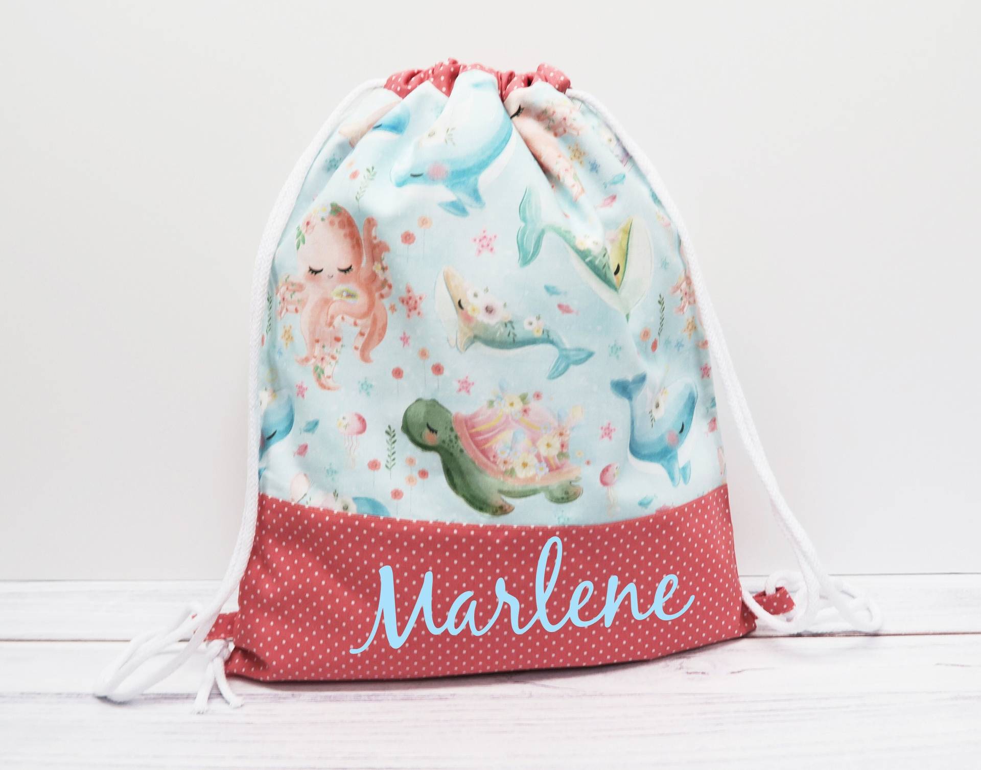 Turnbeutel Mit Namen - Meerestiere von Peppylinchen