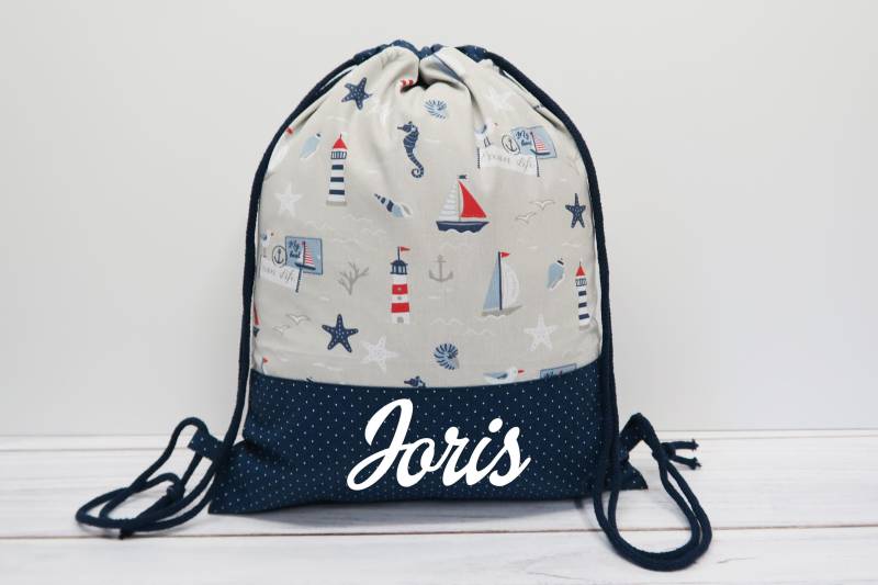 Turnbeutel Mit Namen - Ocean Life Gepunktet von Peppylinchen