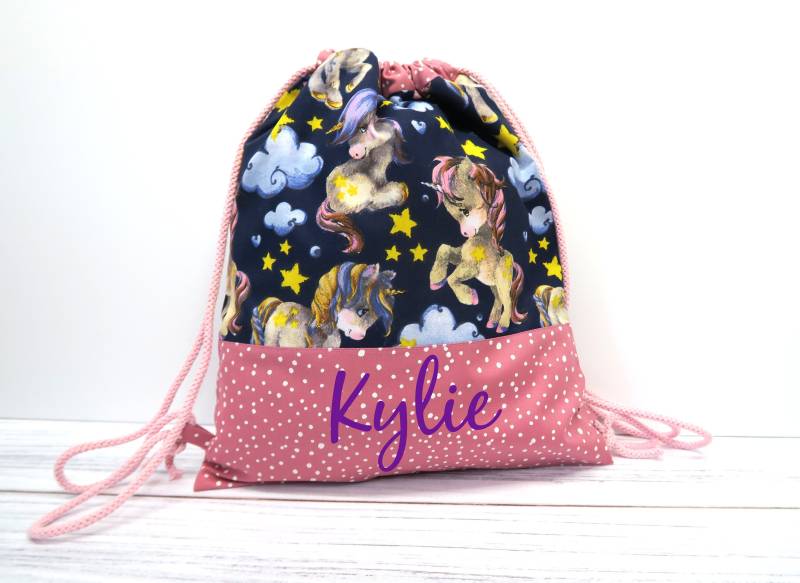 Turnbeutel Mit Namen - Sweet Unicorn von Peppylinchen