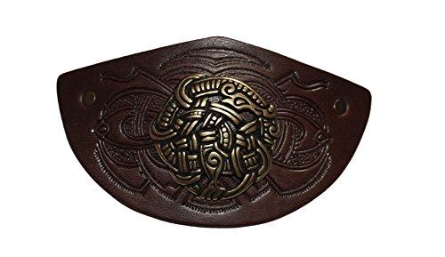Haarspange mit großem Beschlag/Clip Wikinger Schwarz im Stil der Wikingerzeit/Midgardschlange (braun) von Pera Peris