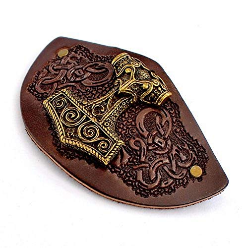 Haarspange mit großem Beschlag/Clip Wikinger Schwarz oder Braun im Stil der Wikinger/Thorshammer (Braun) von Pera Peris
