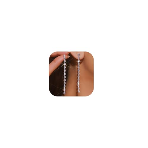 Glitzernde Strass-Ohrringe für Damen, lang, baumelnd, Hochzeitsschmuck, Geschenk, elegantes Party-Zubehör, Metall Glitzernde Strass-Ohrringe für Damen, lang, baumelnd, Hochzeitsschmuck, Geschenk, elegantes Party-Zubehör, Metall von Peraca Cris