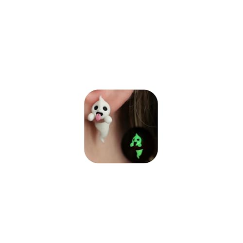 Halloween-Geister-Ohrringe für Frauen, 3D-Geister-Mais-Ohrringe, leuchtet im Dunkeln, gruselige Ohrringe, baumelnd, Halloween-Schmuck, Geschenke, Metall von Peraca Cris