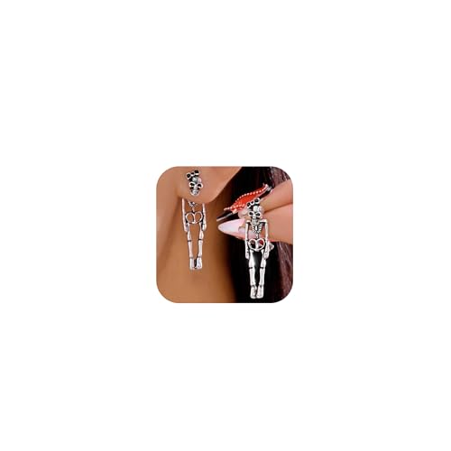 Halloween-Skelett-Ohrringe für Damen, goldfarbene Skelett-Ohrringe, baumelnde Halloween-Kostüme, Damen, 2025, Schmuck, Geschenke, trendig, Metall, Kein Edelstein Halloween-Skelett-Ohrringe für Damen, goldfarbene Skelett-Ohrringe, baumelnde Halloween-Kostüme, Damen, 2025, Schmuck, Geschenke, trendig, Metall, Kein Edelstein von Peraca Cris