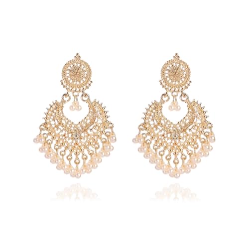 Indische Jhumka-Ohrringe für Frauen, traditioneller Kronleuchter, baumelnder Schmuck, Bollywood, Party-Zubehör, Hochzeitsgeschenk, Geschenk für Sie, Metall, Kein Edelstein Indische Jhumka-Ohrringe für Frauen, traditioneller Kronleuchter, baumelnder Schmuck, Bollywood, Party-Zubehör, Hochzeitsgeschenk, Geschenk für Sie, Metall, Kein Edelstein von Peraca Cris