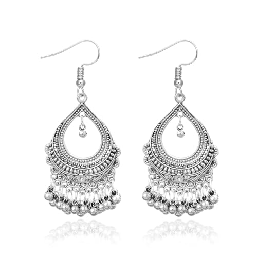 Indische Jhumka-Ohrringe für Frauen, traditioneller Kronleuchter, baumelnder Schmuck, Bollywood, Party-Zubehör, Hochzeitsgeschenk, Geschenk für Sie, Metall, Kein Edelstein Indische Jhumka-Ohrringe für Frauen, traditioneller Kronleuchter, baumelnder Schmuck, Bollywood, Party-Zubehör, Hochzeitsgeschenk, Geschenk für Sie, Metall, Kein Edelstein von Peraca Cris