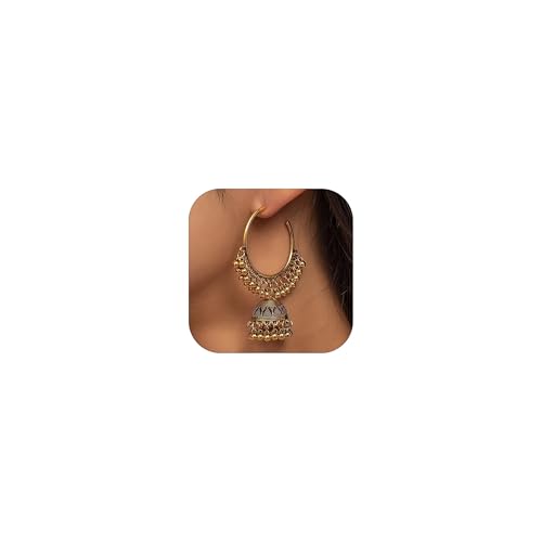 Indische Jhumka-Ohrringe für Frauen, traditioneller Kronleuchter, baumelnder Schmuck, Bollywood, Party-Zubehör, Hochzeitsgeschenk, Geschenk für Sie, Metall, Kein edelstein von Peraca Cris