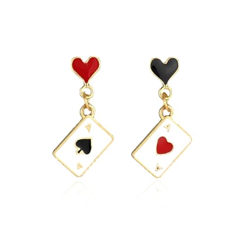 Queen of Heart Ohrringe Rot Herz Poker Ohrringe für Frauen Halloween Königin der Herzen Kostüm Zubehör, Metall Queen of Heart Ohrringe Rot Herz Poker Ohrringe für Frauen Halloween Königin der Herzen Kostüm Zubehör, Metall von Peraca Cris